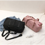 Soft Nylon Cloth Shoulder Sports Gym Yoga Handbag (Black)