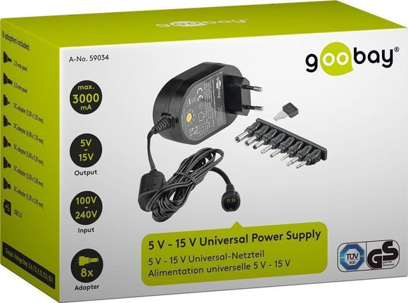 5 V - 15 V Universal Power Supply, 1.8 m