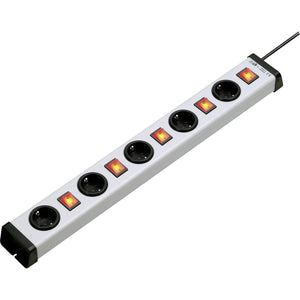 Socket strip (+ switch) 5 x Grey-black PG connector Ehmann