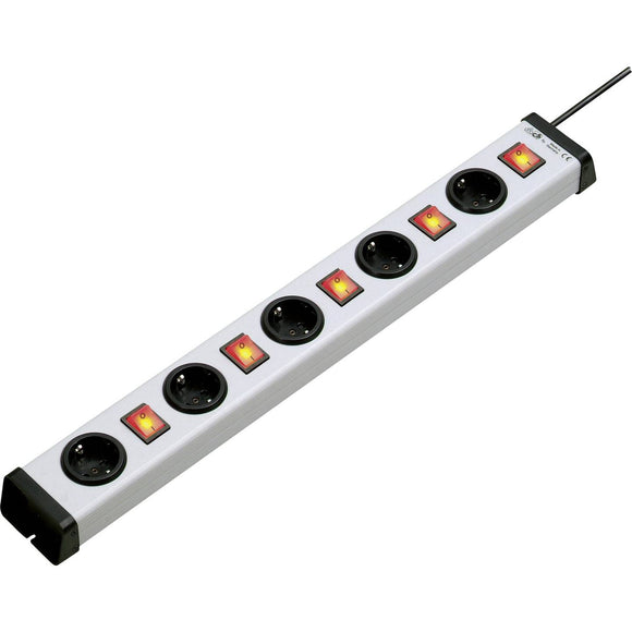Socket strip (+ switch) 5 x Grey-black PG connector Ehmann